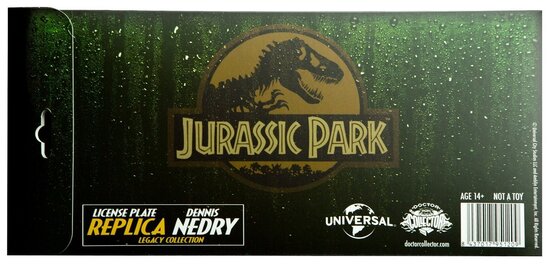 Doctor Collector Metal Plate - Scifi Jurassic Park 1209 License Plate Replica Dennis Nedry's Car