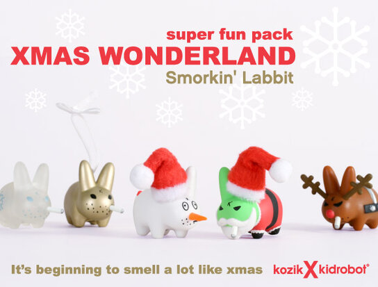 Kidrobot Vinyl Figure - Various Designer Toys Xmas Wonderland Smorkin' Labbit Super Fun Pack