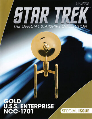 Eaglemoss Model - Star Trek The Official Starships Collection Gold-Plated SP23 USS Enterprise NCC-1701 Magazine