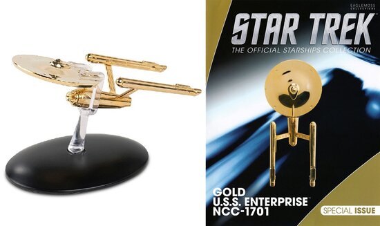 Eaglemoss Model - Star Trek The Official Starships Collection Gold-Plated SP23 USS Enterprise NCC-1701