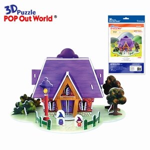 3D Puzzle: House card (purple)