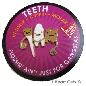 I Heart Guts lapel pin - Teeth