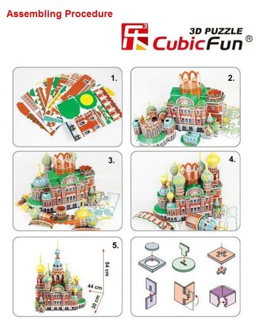 3D Puzzle: Church of the Savior on Spilled Blood (Cubic Fun) instructions